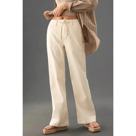 NWT PAIGE Carly Waistband Tie Warm Ecru sz 32 - Picture 1 of 8